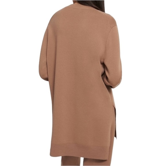 Theory Sweater Wool Blend Tunic High Low Tan Brown Women’s Size S Tight Knit - Picture 10 of 16